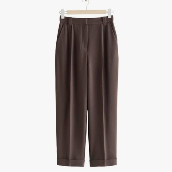 & Other Stories Tapered Cuff Trousers in Brown - Picture 4 of 7